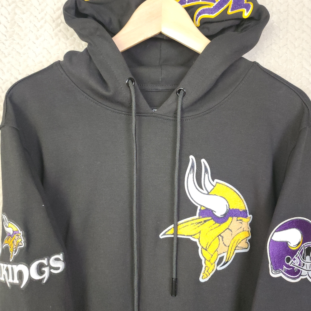 Pro Standard Black Vikings Hoodie Sweater With Patches Mens Large